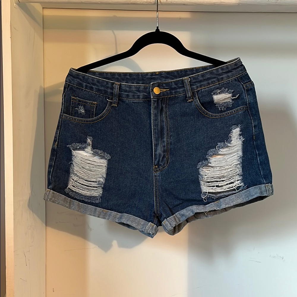 Distressed Denim Shorts